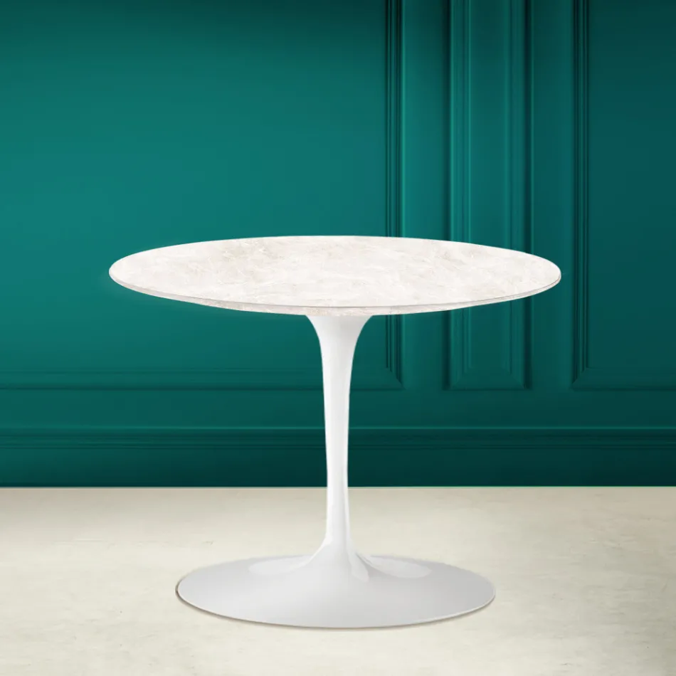 Table basse tulipe Eero Saarinen H 41 en céramique Diamond Cream Made in Italy - Scarlet Viadurini