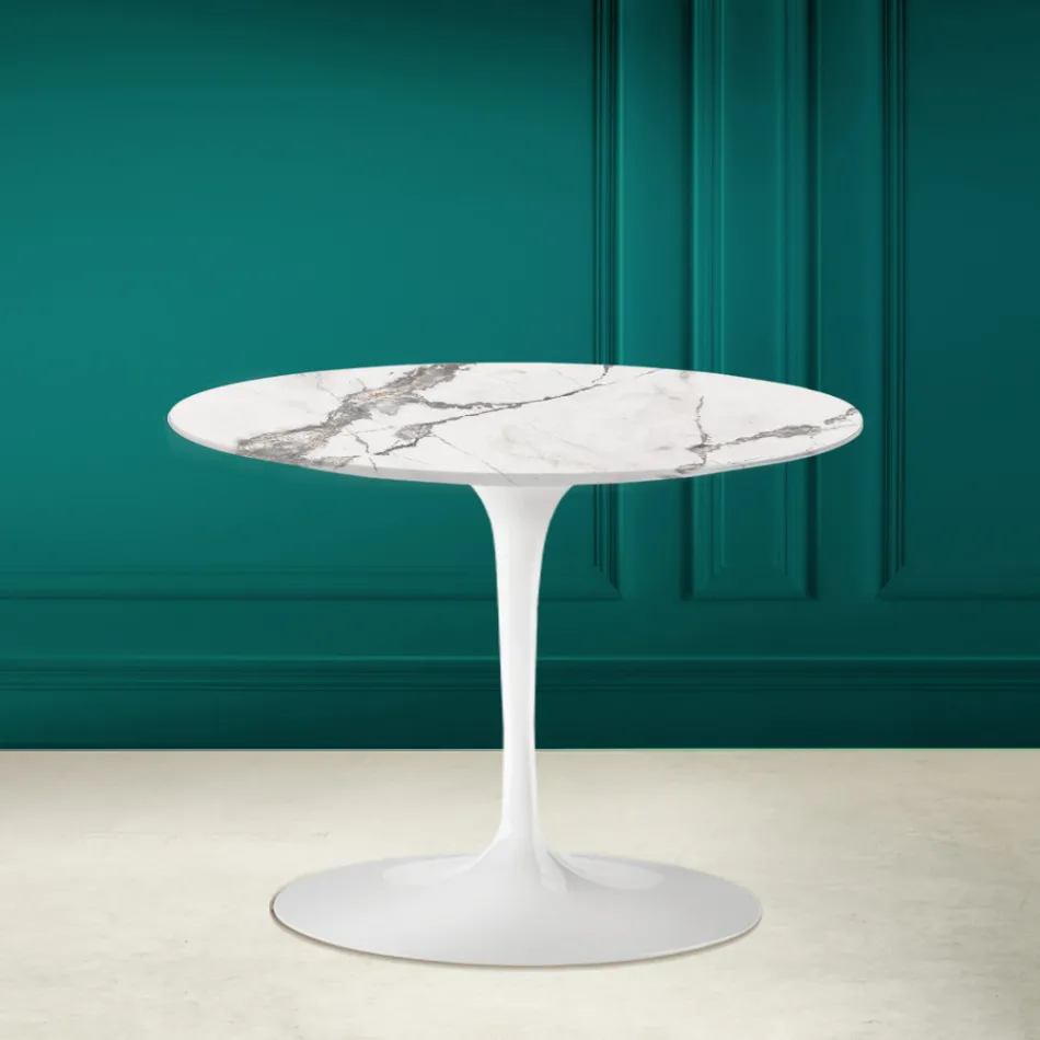 Table basse tulipe Eero Saarinen H 41 en céramique Invisible Select Made in Italy - Écarlate Viadurini