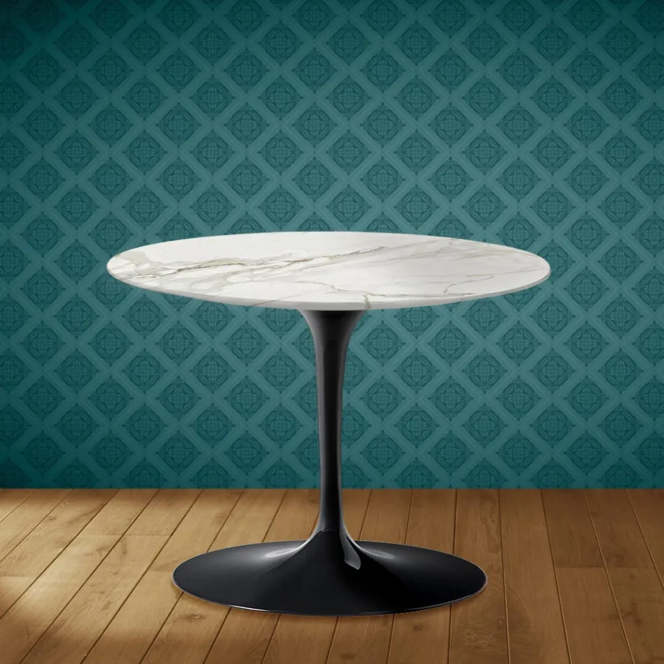 Table basse Tulipe Eero Saarinen H 41 cm, céramique polie, fabriquée en Italie - Écarlate Viadurini