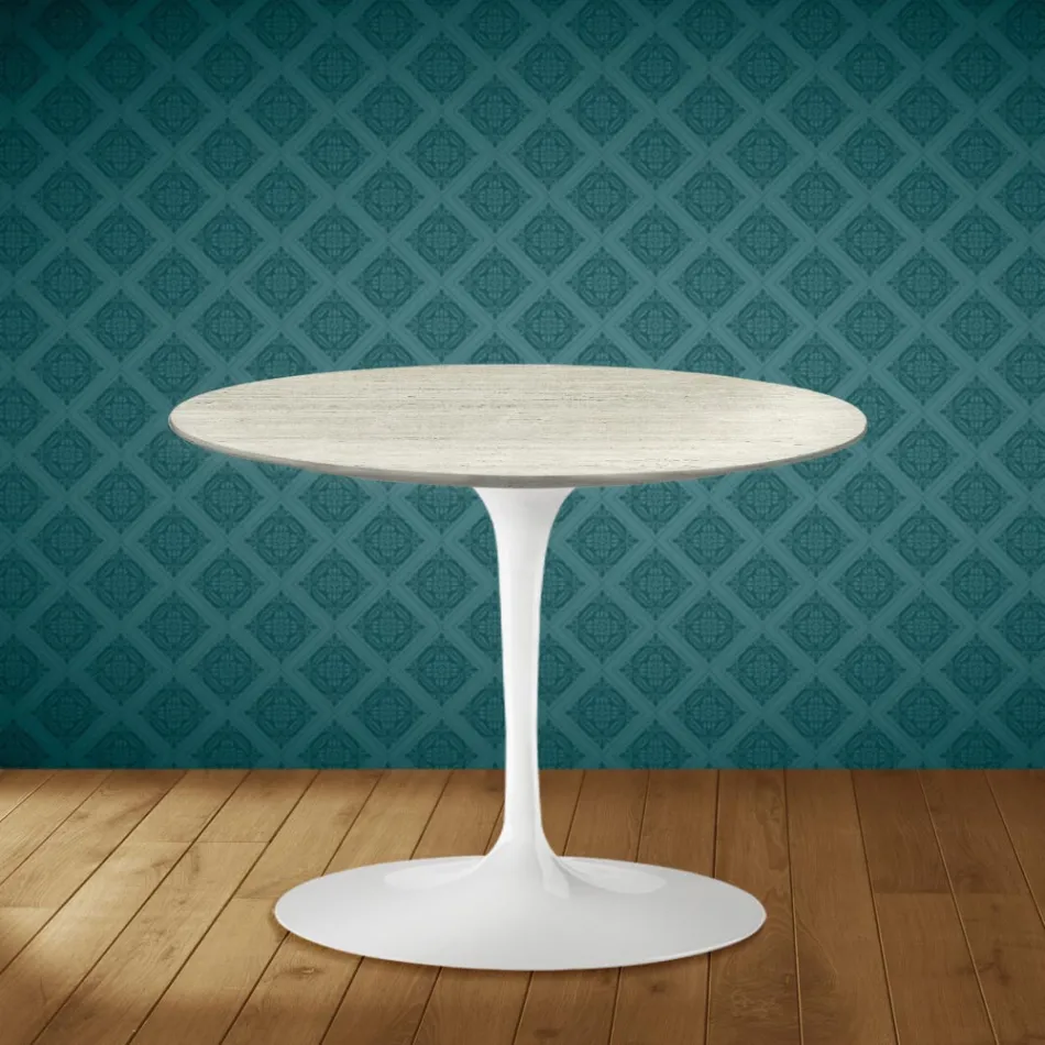 Table basse Tulipe Eero Saarinen H 41 cm en céramique Marmorio, fabriquée en Italie - Écarlate Viadurini