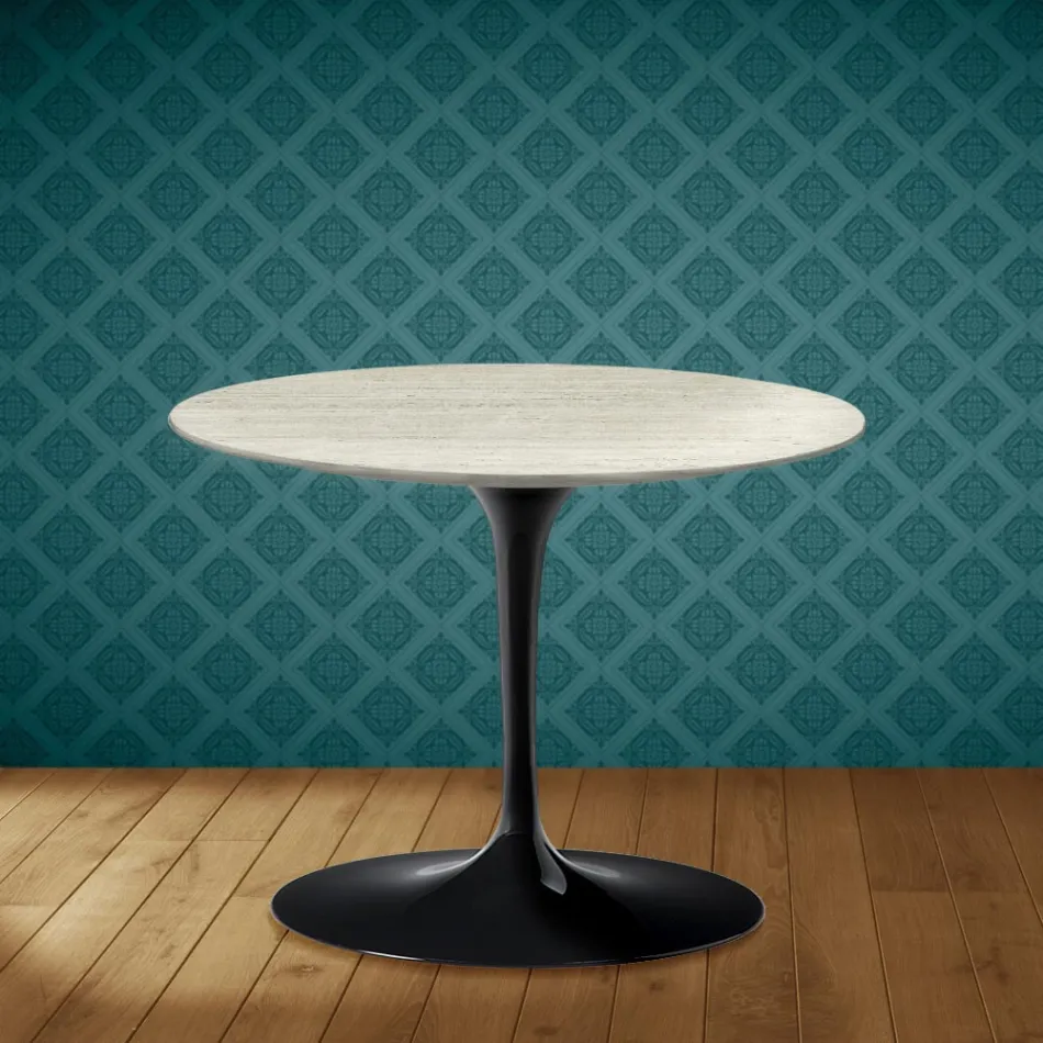 Table basse Tulipe Eero Saarinen H 41 cm en céramique Marmorio, fabriquée en Italie - Écarlate Viadurini