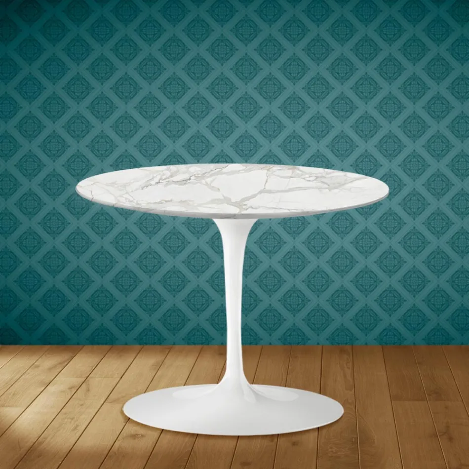 Table basse tulipe Eero Saarinen H 41 en céramique Morpheus Made in Italy - Écarlate Viadurini