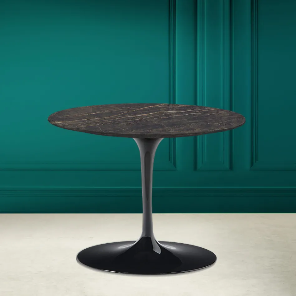 Table Basse Tulipe Eero Saarinen H 41 en Noir Desire Made in Italy Céramique - Scarlet Viadurini