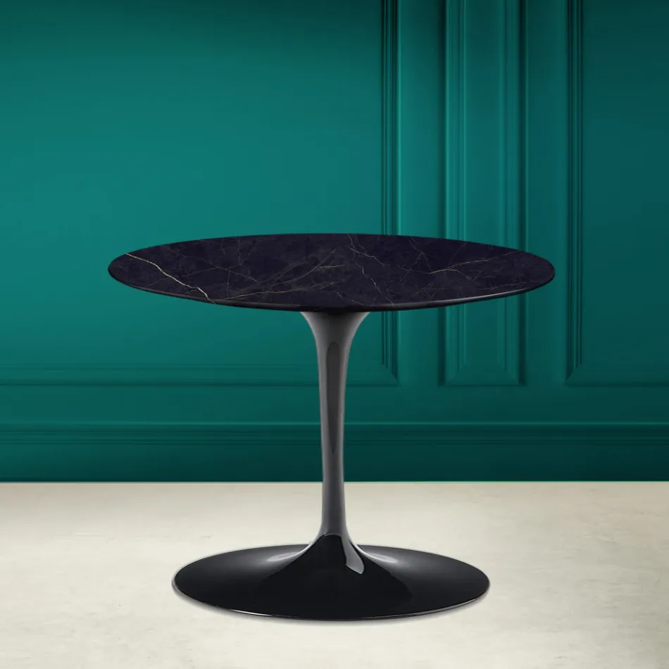 Table Basse Tulipe Eero Saarinen H 41 en Céramique Noir Laurent Made in Italy - Scarlet Viadurini