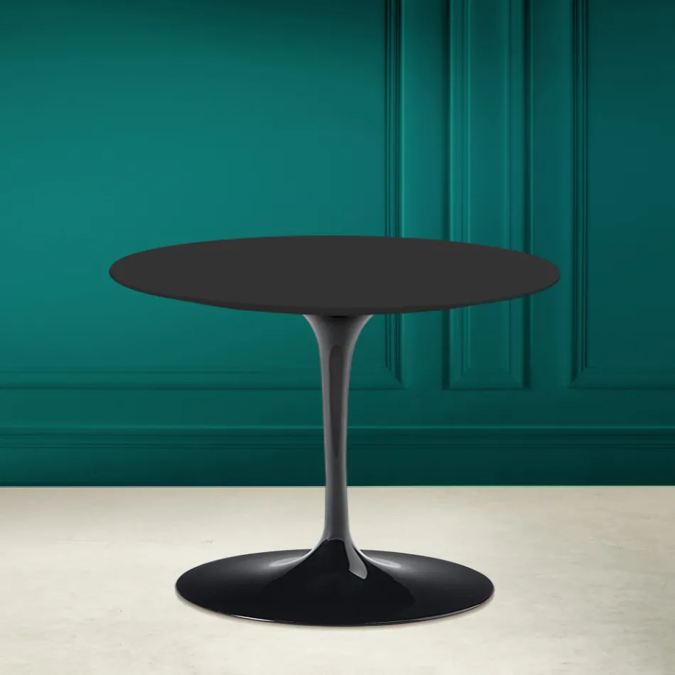Table Basse Tulipe Eero Saarinen H 41 en Céramique Soft Noire Made in Italy - Scarlet Viadurini