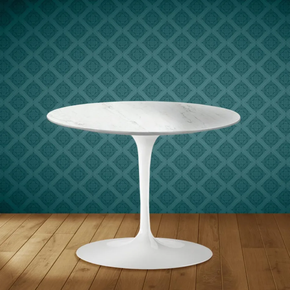 Table basse Tulipe Eero Saarinen H 41 cm en céramique Salina, fabriquée en Italie - Écarlate Viadurini