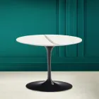 Table Basse Tulipe Eero Saarinen H 41 en Céramique Statuaire Veine Pleine Made in Italy - Écarlate Viadurini