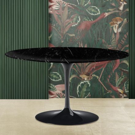 Table basse tulipe Eero Saarinen H 41 en marbre noir Marquinia Made in Italy - Scarlet Viadurini
