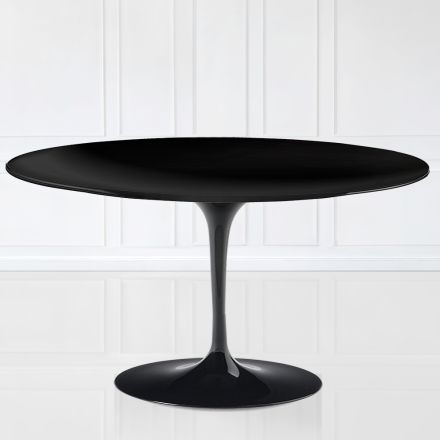 Table basse tulipe Eero Saarinen H 41 ovale avec stratifié liquide noir - plateau écarlate Viadurini