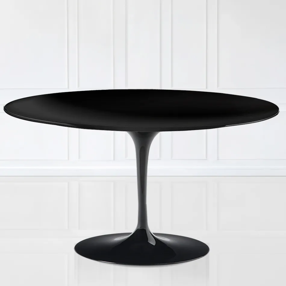Table basse tulipe Eero Saarinen H 41 ovale avec stratifié liquide noir - plateau écarlate Viadurini