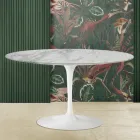 Eero Saarinen H 41 Table Basse Ovale Tulipe avec Plateau en Marbre Arabescato Fabriqué en Italie - Écarlate Viadurini