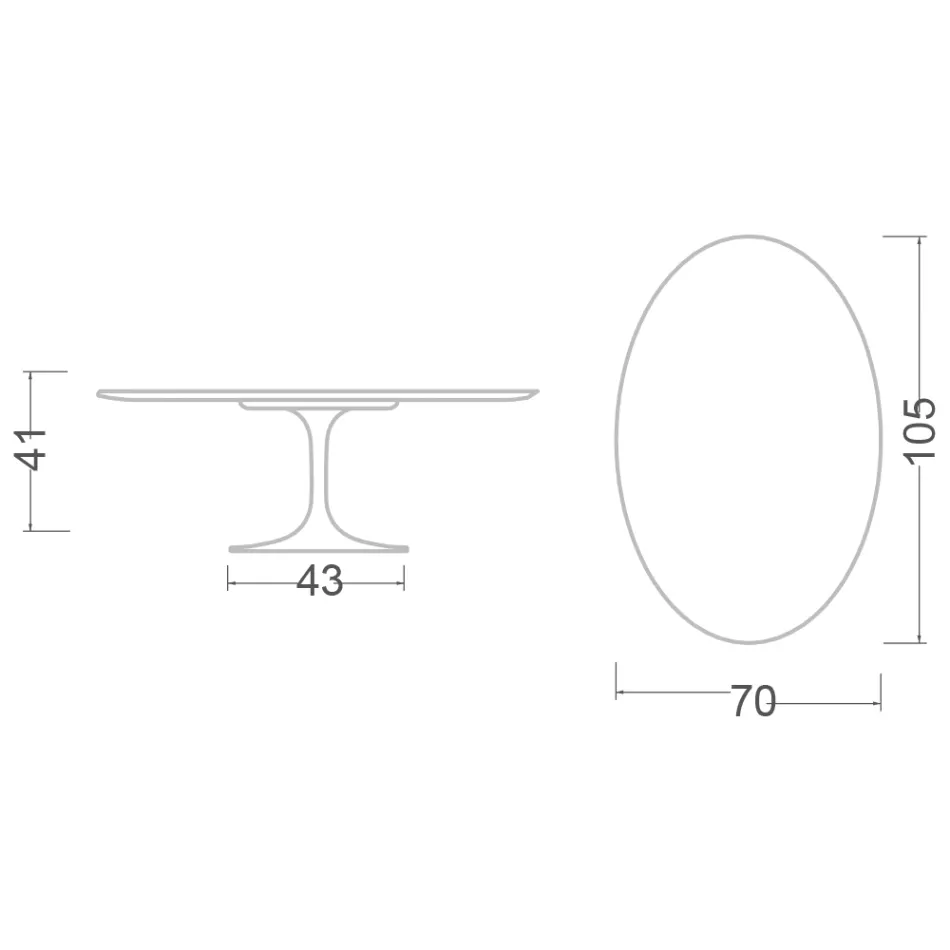 Table Basse Tulipe Eero Saarinen H 41 Ovale avec Plateau en Marbre Or Caracatta Viadurini