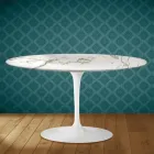 Table basse ovale Tulipe H 41 d'Eero Saarinen, coloris Aura 22, en céramique, fabriquée en Italie - Écarlate Viadurini