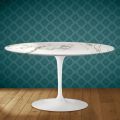 Table basse ovale Tulipe H 41 d'Eero Saarinen, coloris Aura 22, en céramique, fabriquée en Italie - Écarlate