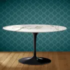 Table basse ovale Tulipe H 41 d'Eero Saarinen, coloris Aura 22, en céramique, fabriquée en Italie - Écarlate Viadurini