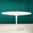 Eero Saarinen H 41 Table Basse Ovale Tulipe en Céramique Diamond Cream Made in Italy - Écarlate Viadurini