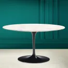 Eero Saarinen H 41 Table Basse Ovale Tulipe en Céramique Diamond Cream Made in Italy - Écarlate Viadurini