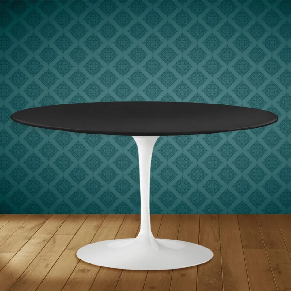 Table basse ovale Tulip d'Eero Saarinen, hauteur 41 cm, coloris écarlate, en céramique Domoos, fabriquée en Italie. Viadurini