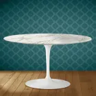 Table basse ovale Tulip d'Eero Saarinen, hauteur 41 cm, en céramique brillante, fabriquée en Italie - Écarlate Viadurini