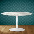 Table basse ovale Tulip d'Eero Saarinen, hauteur 41 cm, en céramique brillante, fabriquée en Italie - Écarlate