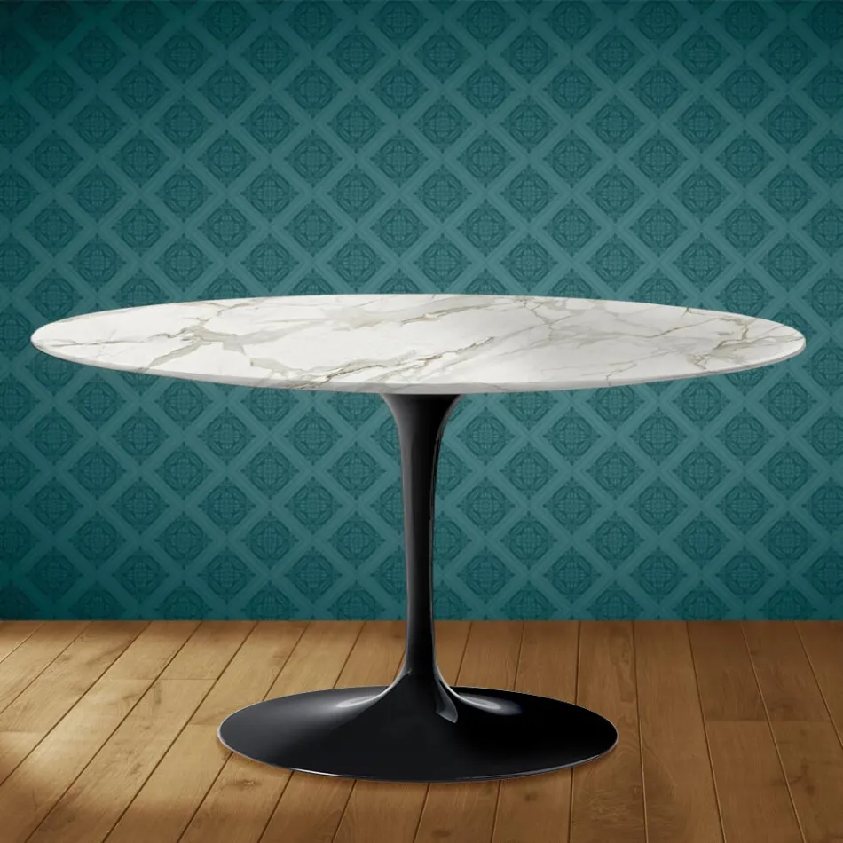 Table basse ovale Tulip d'Eero Saarinen, hauteur 41 cm, en céramique brillante, fabriquée en Italie - Écarlate Viadurini