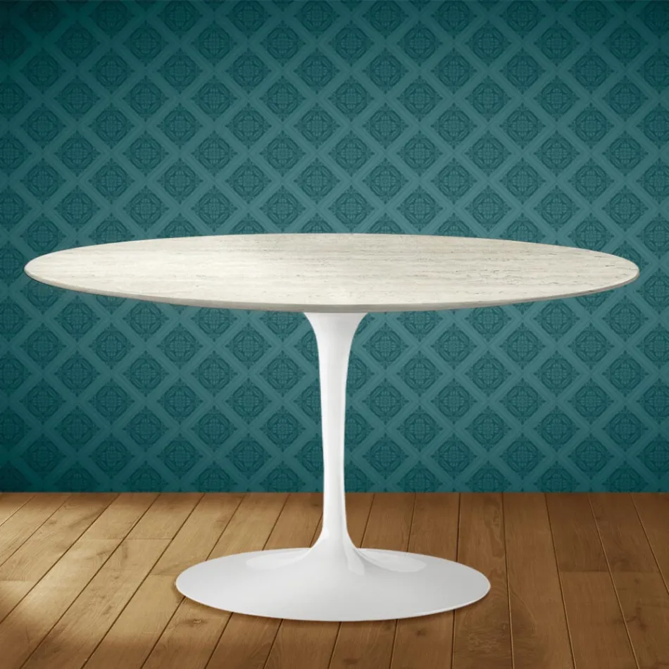 Table basse ovale Tulip d'Eero Saarinen, hauteur 41 cm, en céramique Marmorio, fabriquée en Italie - Écarlate Viadurini