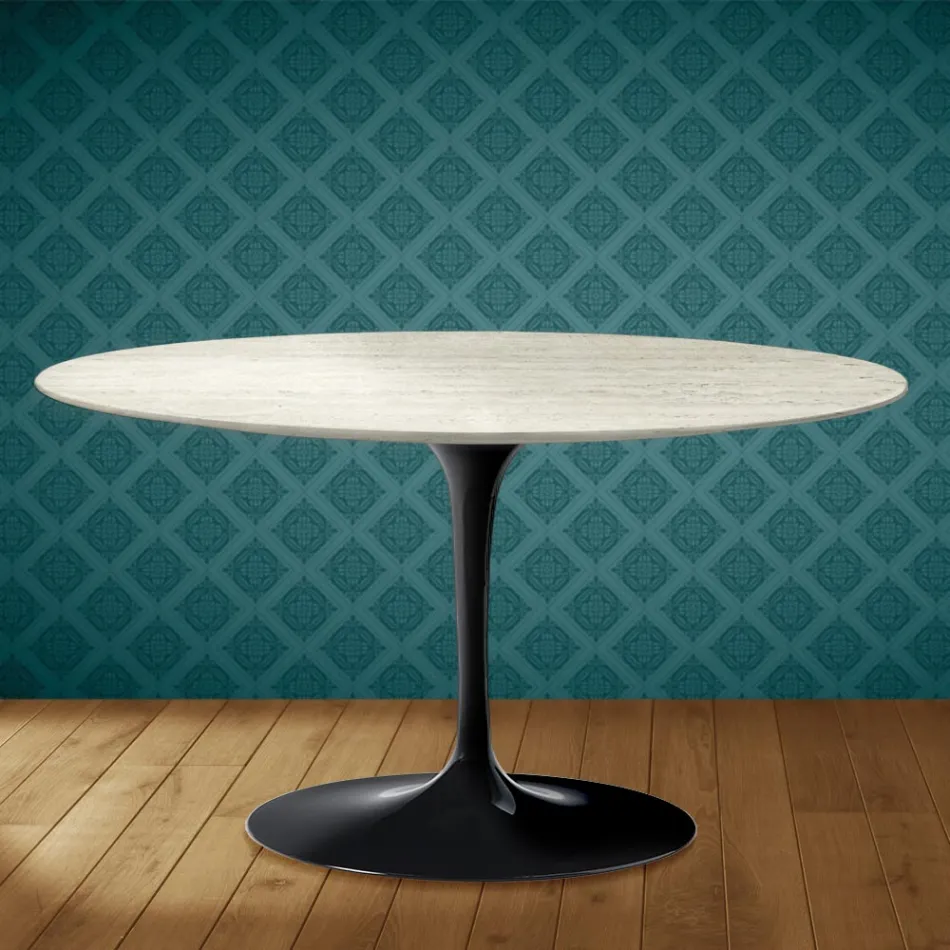 Table basse ovale Tulip d'Eero Saarinen, hauteur 41 cm, en céramique Marmorio, fabriquée en Italie - Écarlate Viadurini