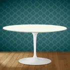 Table basse ovale Tulipe H 41 d'Eero Saarinen, en céramique Moonè, fabriquée en Italie - Écarlate Viadurini