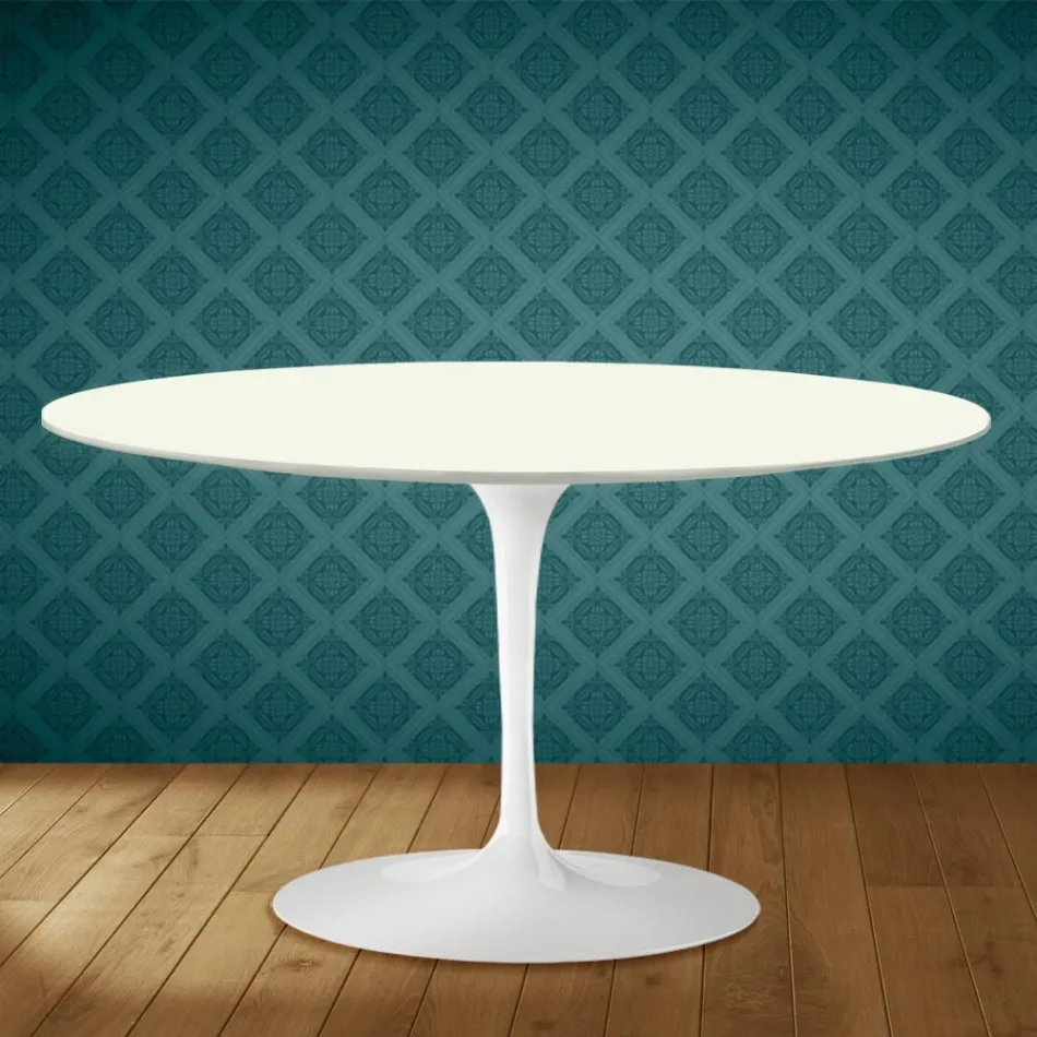 Table basse ovale Tulipe H 41 d'Eero Saarinen, en céramique Moonè, fabriquée en Italie - Écarlate Viadurini
