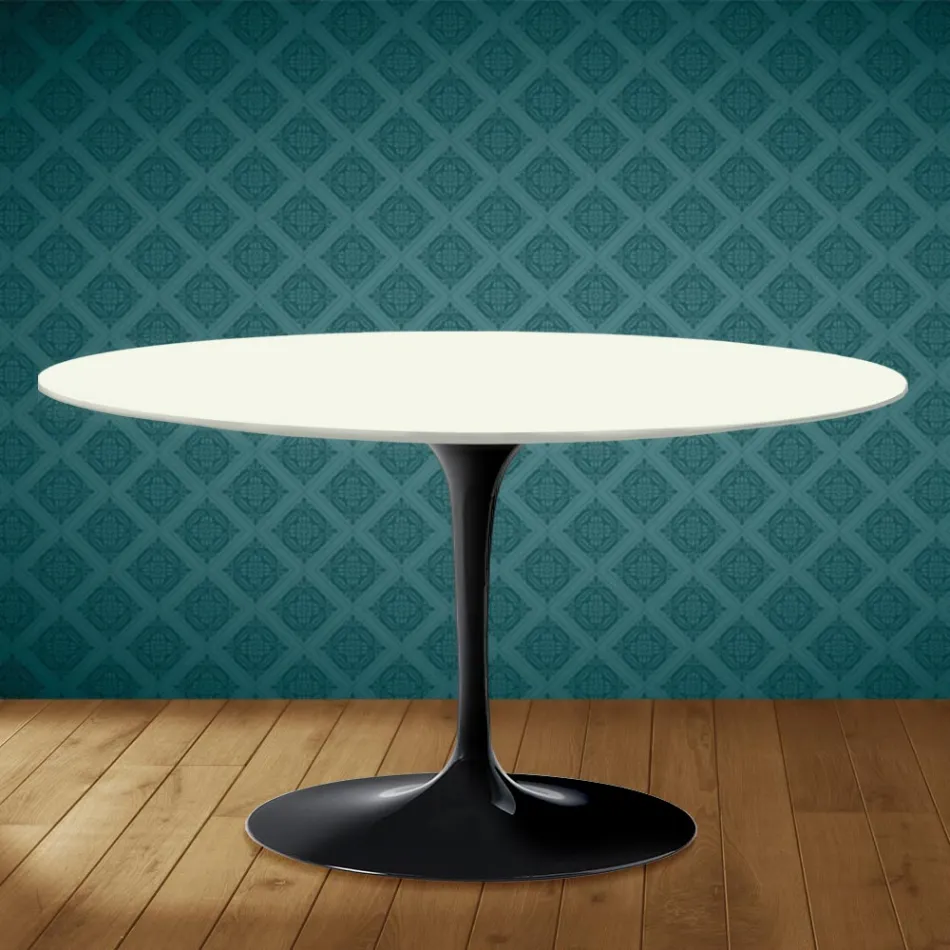 Table basse ovale Eero Saarinen Tulip H 41 en céramique Moonè, fabriquée en Italie - Écarlate Viadurini