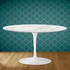 Table Basse Tulipe Eero Saarinen H 41 Ovale en Céramique Morpheus Made in Italy - Écarlate Viadurini