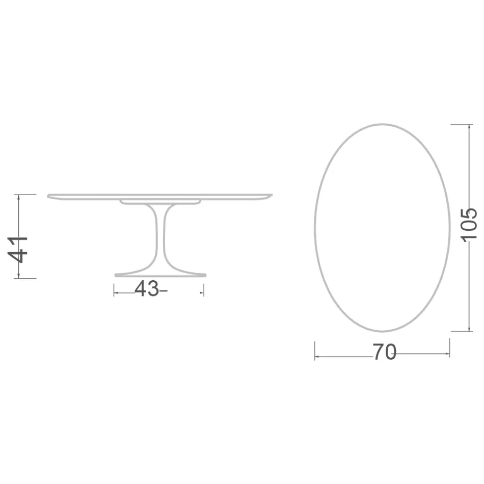 Table Basse Tulipe Eero Saarinen H 41 Ovale en Céramique Noir Desire Made in Italy - Scarlet Viadurini