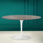 Eero Saarinen H 41 Table Basse Ovale Tulipe en Céramique Pierre Grise Made in Italy - Écarlate Viadurini