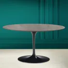 Eero Saarinen H 41 Table Basse Ovale Tulipe en Céramique Pierre Grise Made in Italy - Écarlate Viadurini