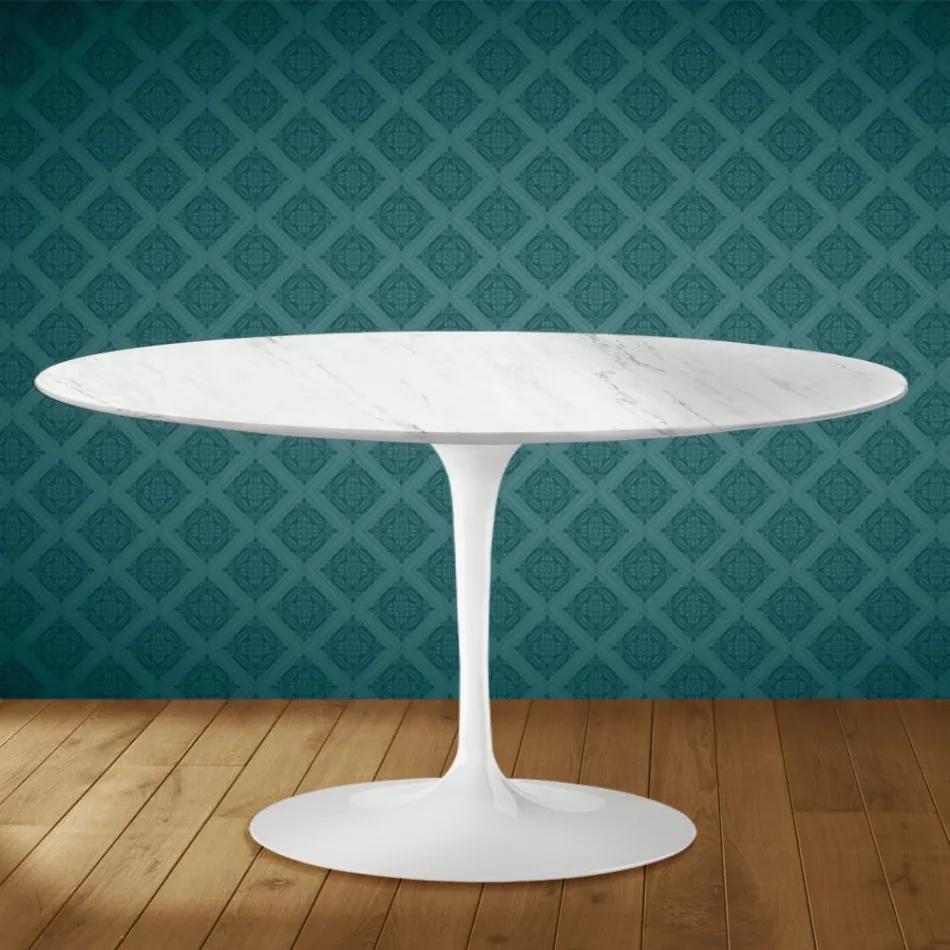 Table basse ovale Tulip d'Eero Saarinen, hauteur 41 cm, en céramique Salina, fabriquée en Italie - Écarlate Viadurini