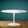 Table basse ovale Tulip d'Eero Saarinen, hauteur 41 cm, en céramique Salina, fabriquée en Italie - Écarlate