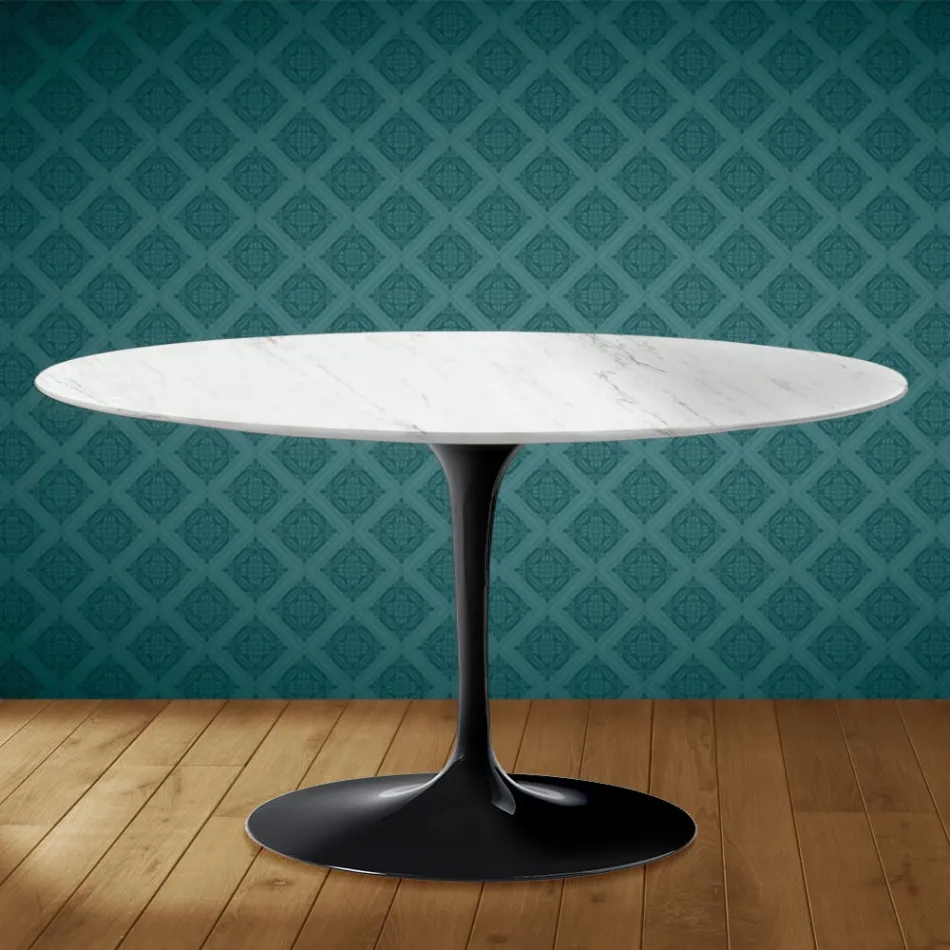Table basse ovale Tulip d'Eero Saarinen, hauteur 41 cm, en céramique Salina, fabriquée en Italie - Écarlate Viadurini