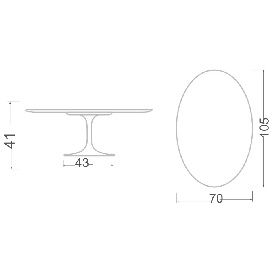 Table basse tulipe Eero Saarinen H 41 ovale en céramique Sirius Made in Italy - Scarlet Viadurini