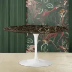 Table Basse Tulipe Eero Saarinen H 41 Ovale en Marbre Emperador Dark Made in Italy Viadurini