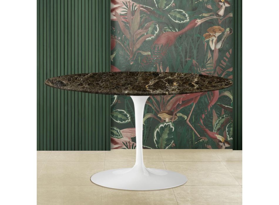 Table Basse Tulipe Eero Saarinen H 41 Ovale en Marbre Emperador Dark Made in Italy Viadurini