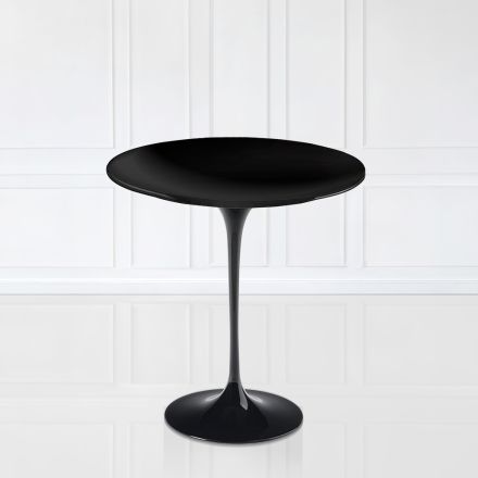Table basse tulipe Eero Saarinen H 52 avec plateau en stratifié liquide noir Made in Italy - Scarlet Viadurini