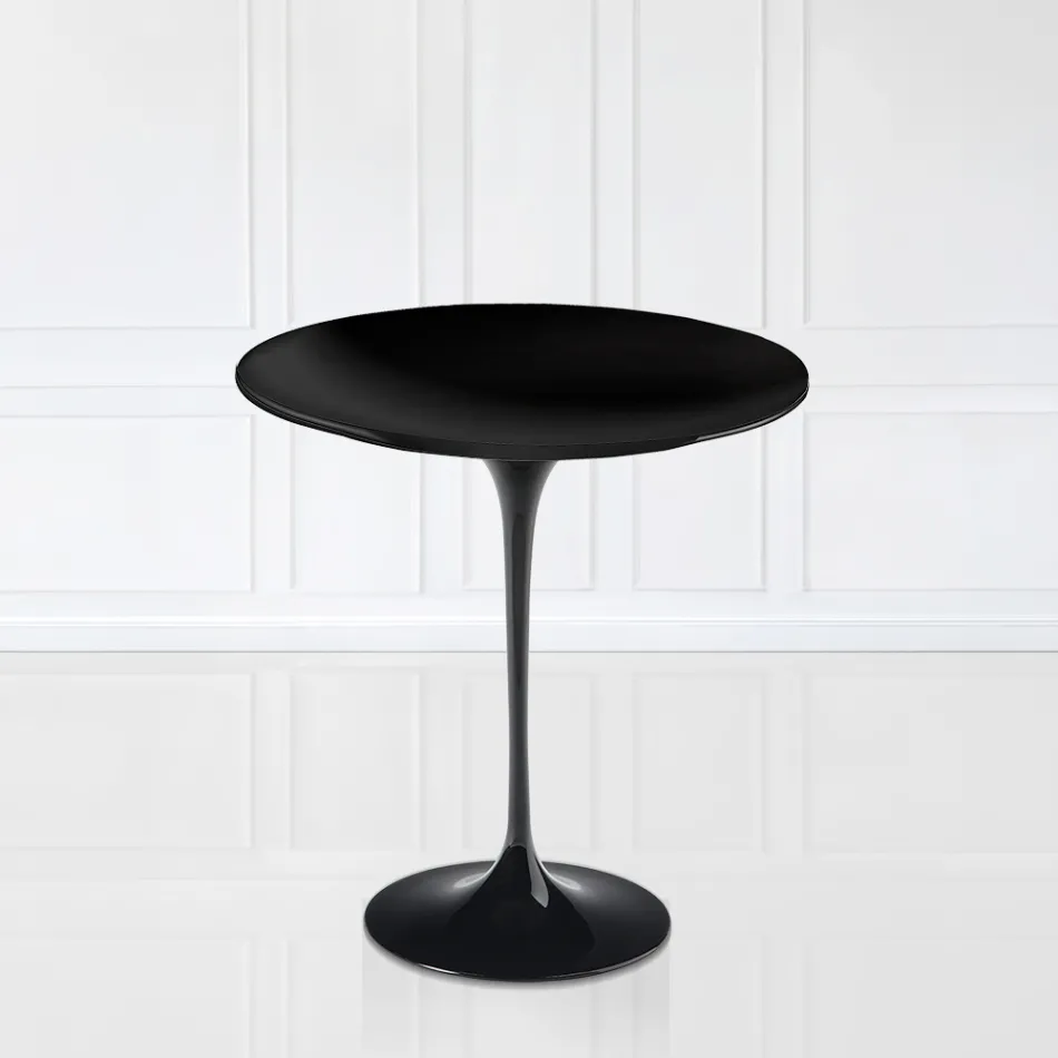 Table basse tulipe Eero Saarinen H 52 avec plateau en stratifié liquide noir Made in Italy - Scarlet Viadurini