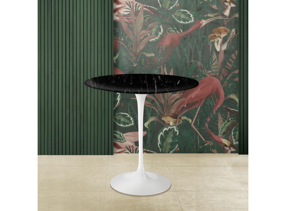 Table basse tulipe Eero Saarinen H 52 avec plateau en marbre noir Marquinia Made in Italy - Scarlet Viadurini