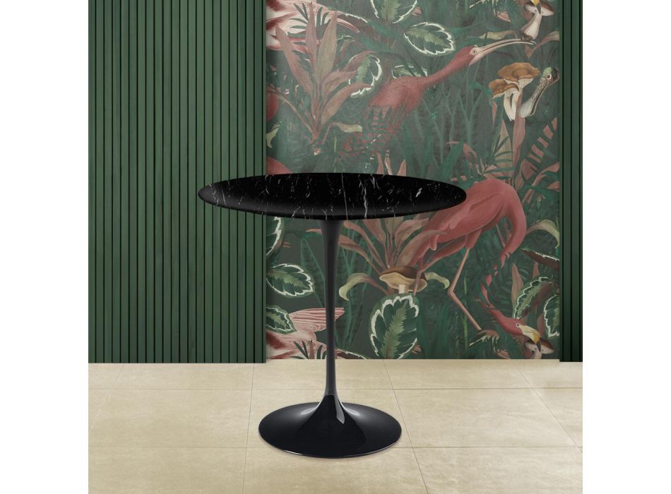Table basse tulipe Eero Saarinen H 52 avec plateau en marbre noir Marquinia Made in Italy - Scarlet Viadurini
