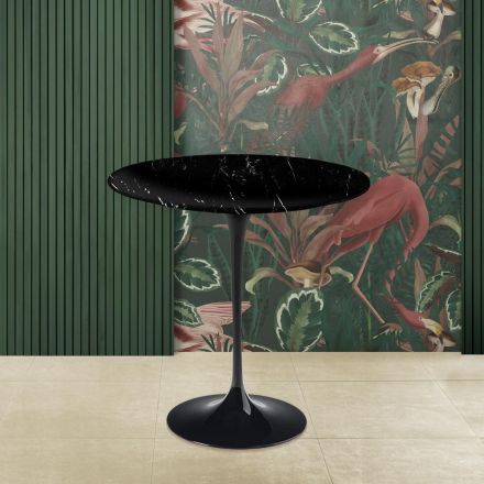 Table basse tulipe Eero Saarinen H 52 en marbre noir Marquinia Made in Italy - Scarlet Viadurini