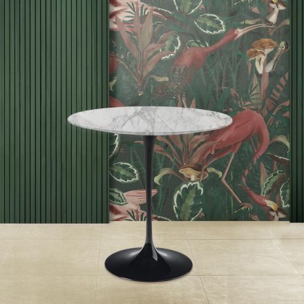 Table Basse Tulipe Eero Saarinen H 52 Ovale en Marbre Arabescato Made in Italy Viadurini