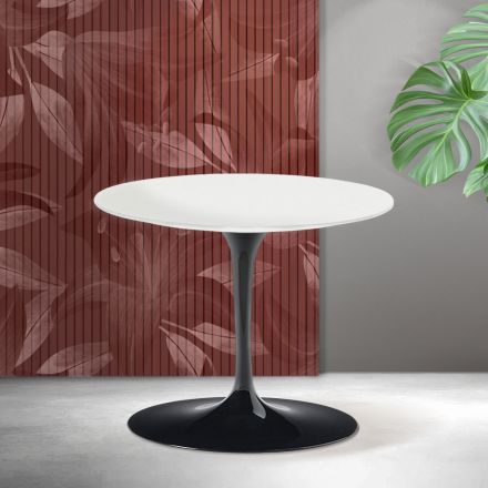 Table basse Tulipe Saarinen H 39 cm en céramique Florim blanc mat - Écarlate Viadurini