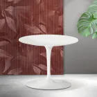 Table basse Tulipe Saarinen H 39 cm en céramique Florim blanc mat - Écarlate Viadurini