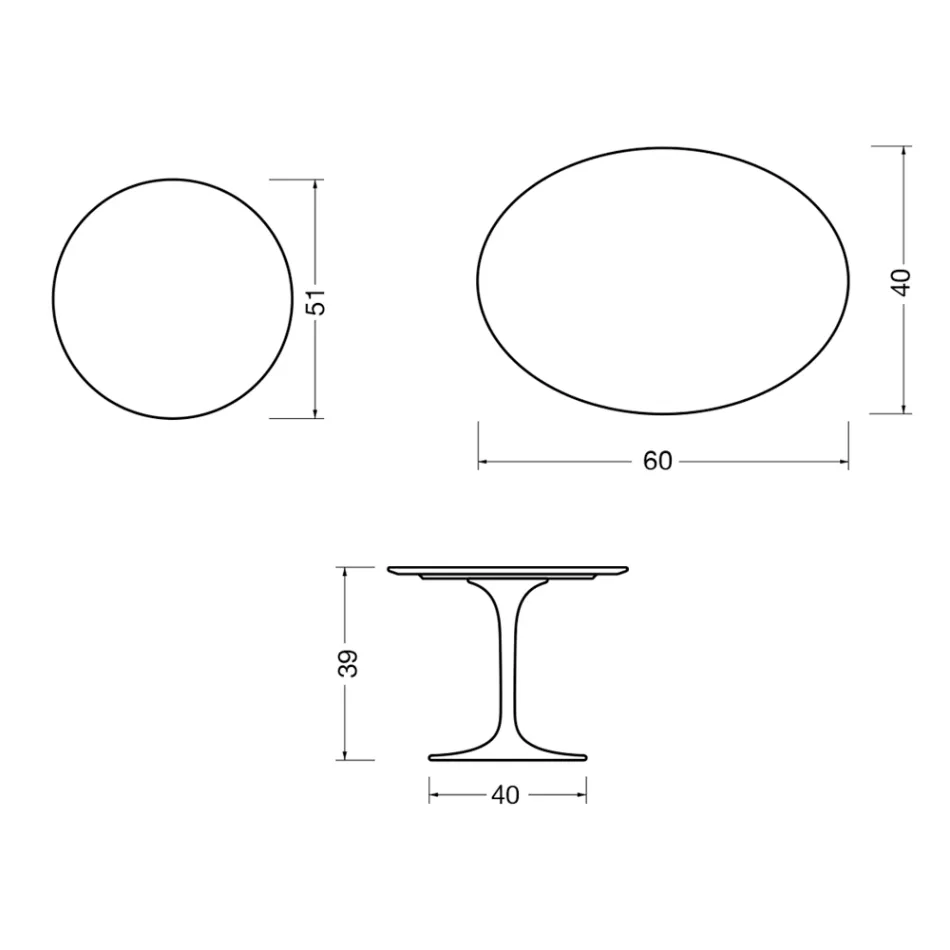 Table basse Tulip de Saarinen, hauteur 39 cm, en céramique mate Florim Calacatta Gold - Écarlate Viadurini
