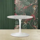 Table basse ovale Tulip Saarinen H 39 avec plateau en marbre de Carrare Statuarietto Viadurini
